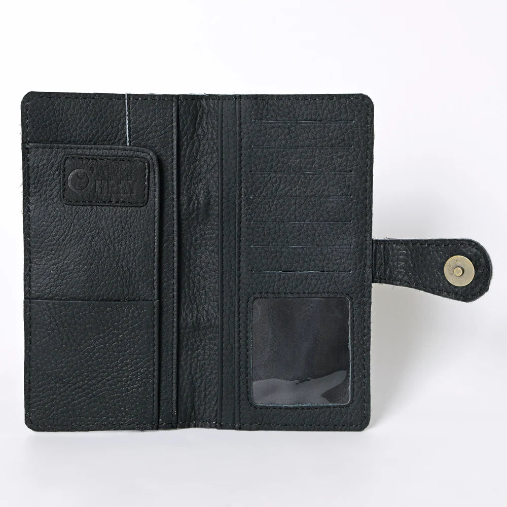 Ohlay - Genuine Teal Tooled Leather / Calf Hide Bi-Fold Wallet - (263)