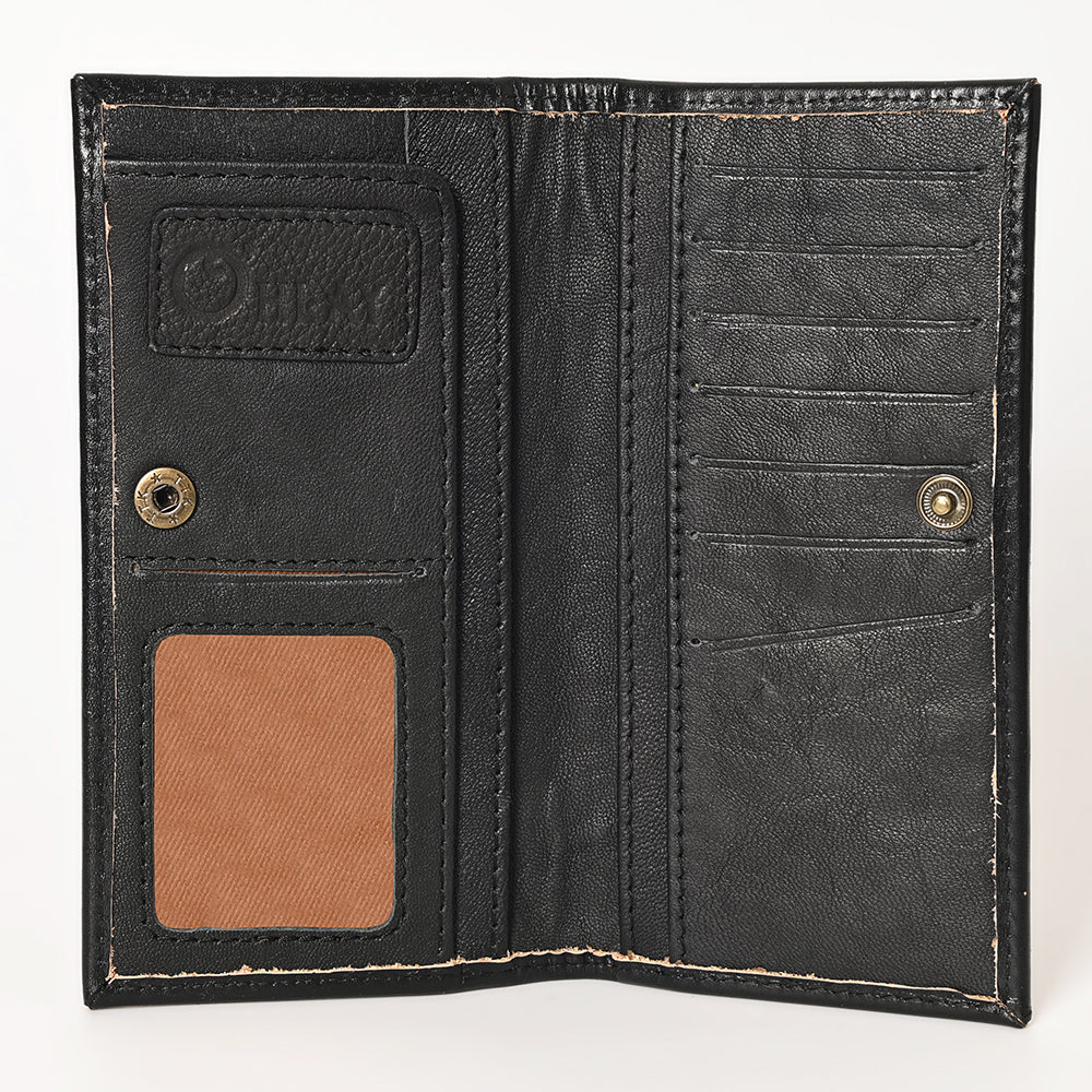 Ohlay - Genuine Leather Tooled / Blue Bi-Fold Wallet (116)