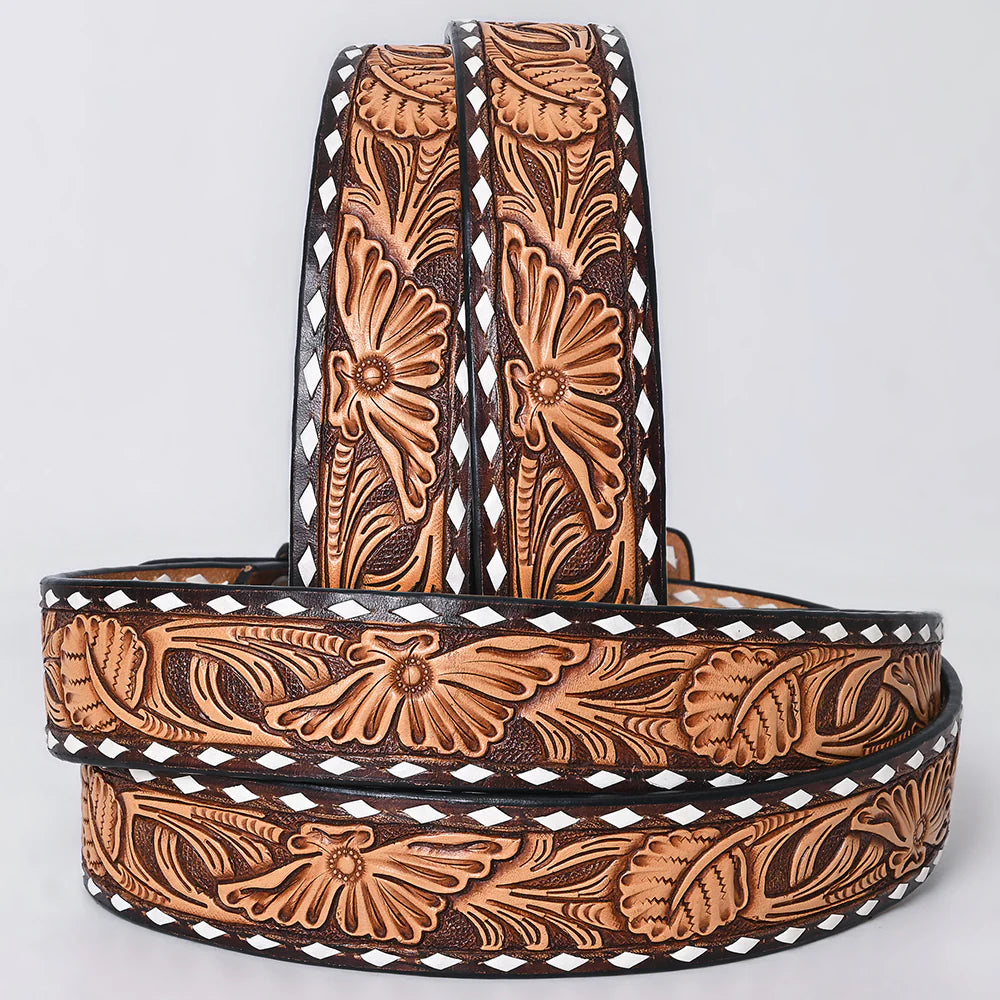 American Darling - Genuine Leather Painted Tooled Belt (291)