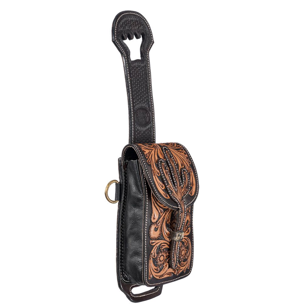 Tough1 Leahter Rear Cinch / Horn Bag - TOOLED