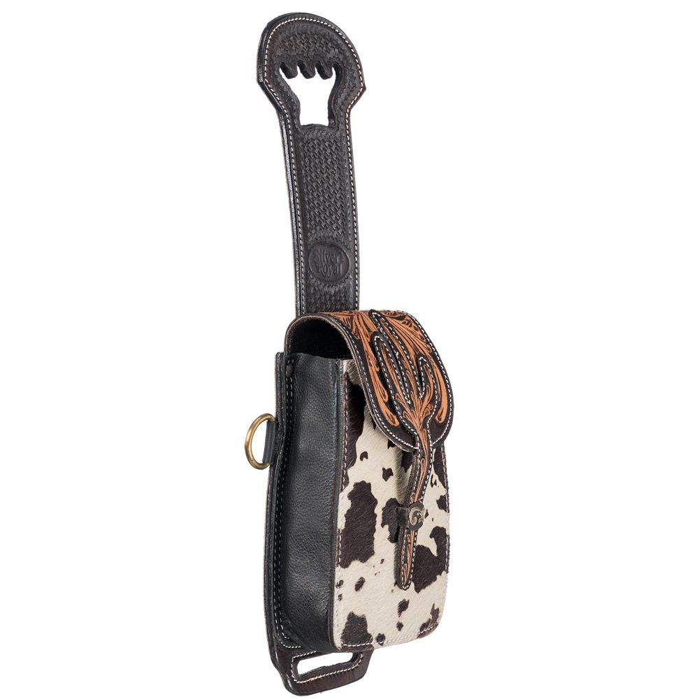 Tough1 Leahter Rear Cinch / Horn Bag - COW HAIR
