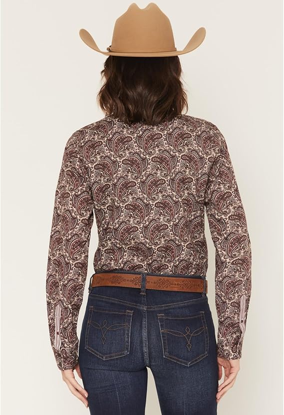 Womens L/S Printed Burgundy Paisley Print - CINCH