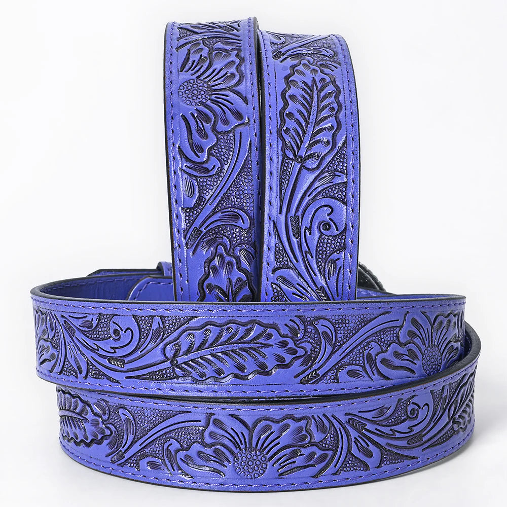 American Darling - Leather Tooled Belt - Purple (172)