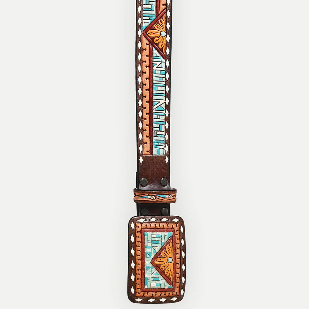 American Darling - Leather Tooled Belt Aztec (275)