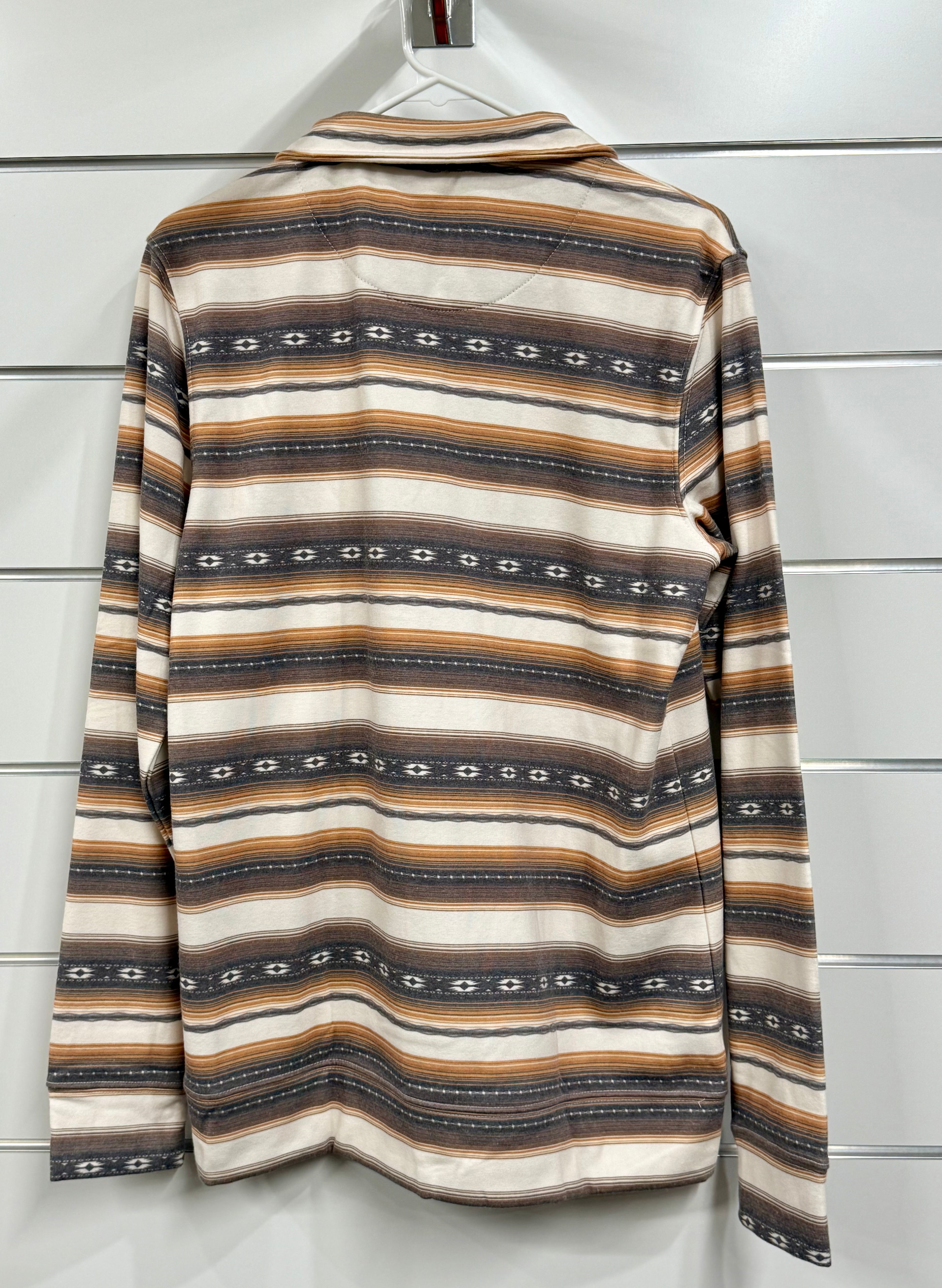Cowboy Hardware - Mens Striped Serape Fleece Top - Brown