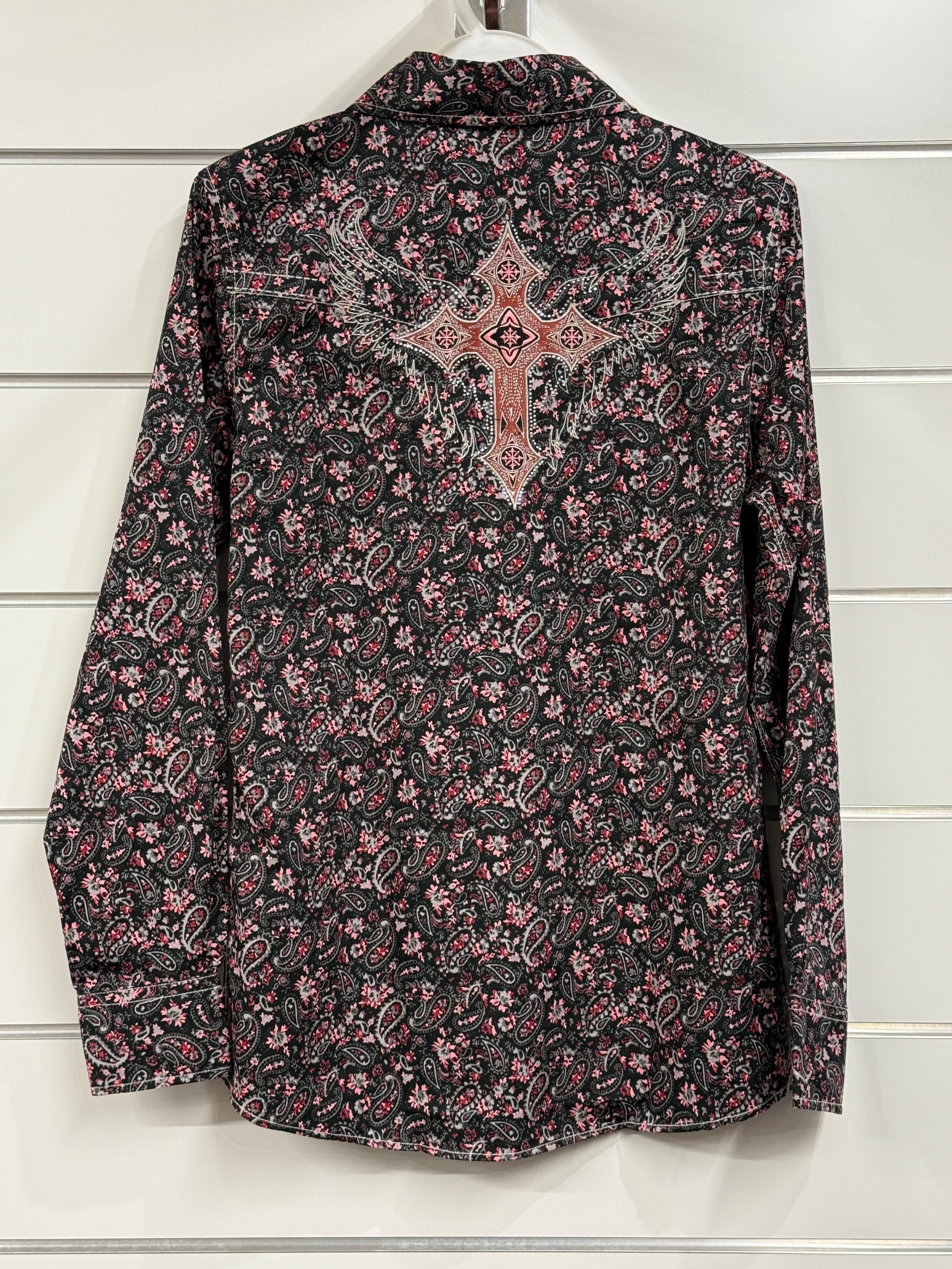 Cowgirl Hardware - Floral Range w/ Cross Woman L/S - Black