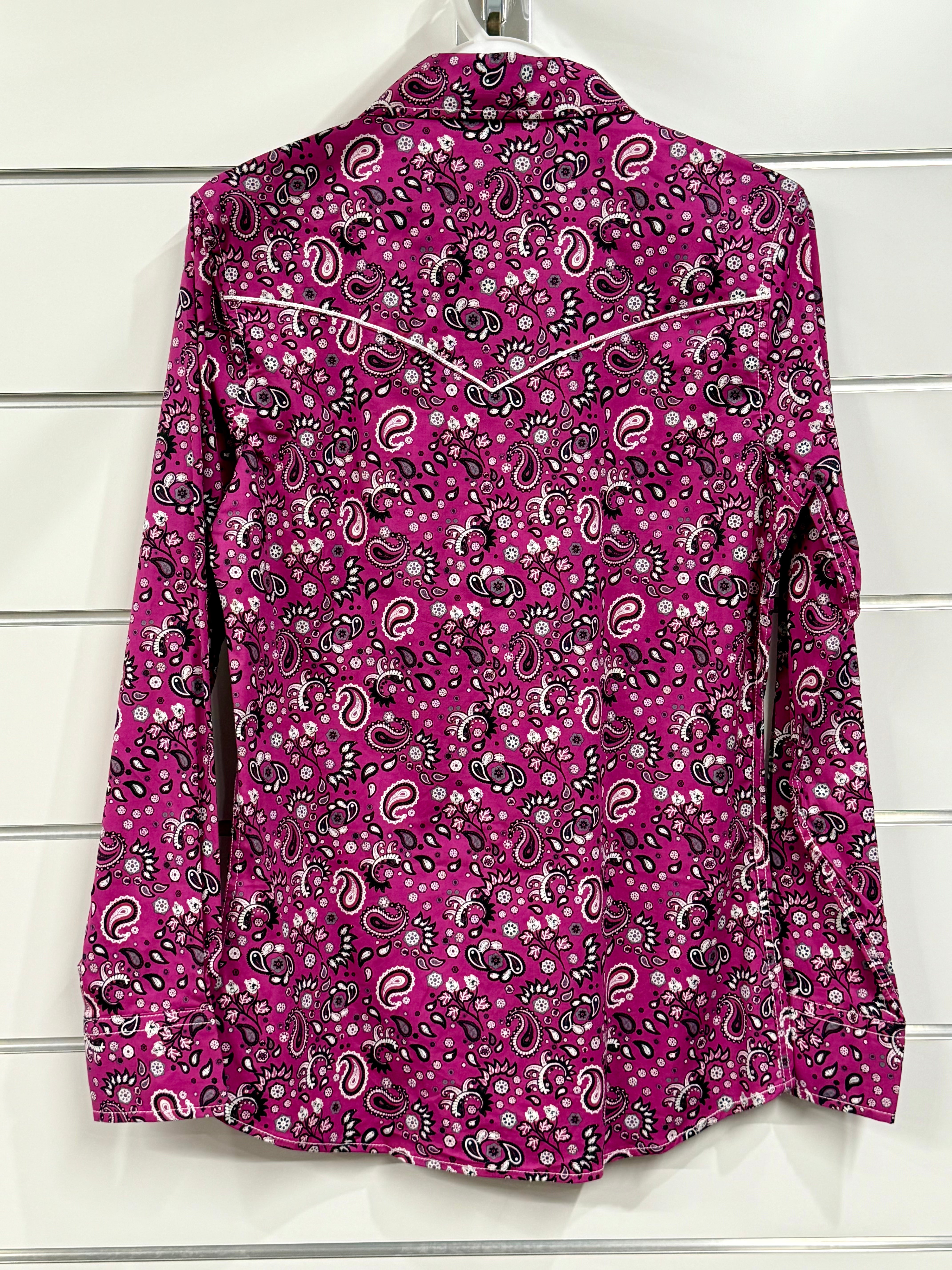 Cowboy Hardware - Paisley Womans L/S Shirt - Berry