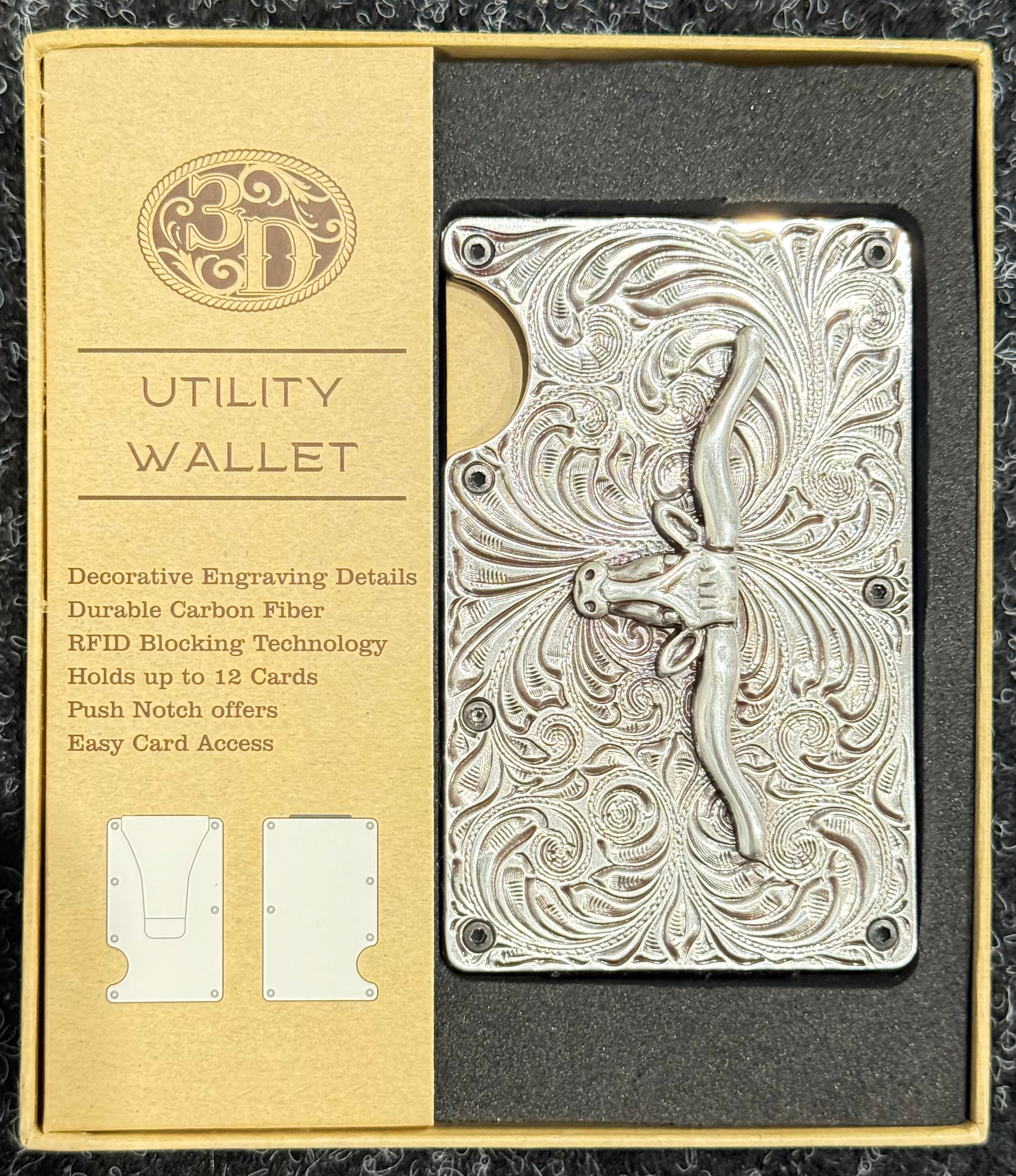 Mens Utility Wallet - Longhorn Silver Motif