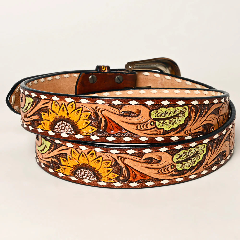 Ohlay - Tooled Leather Belt Sunflower (102)