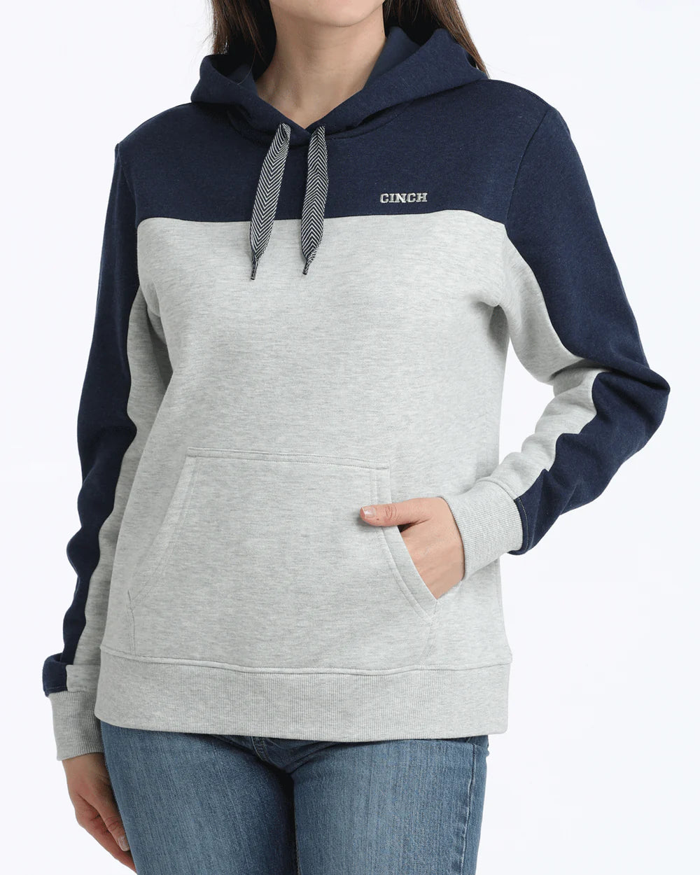 CINCH - Womans Hoodie -GREY / NAVY BLOCK