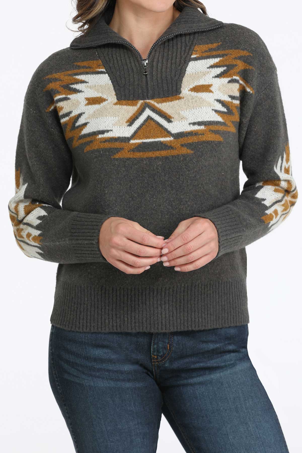 CINCH - Womans Sweater Wool Blend Knit Charcoal