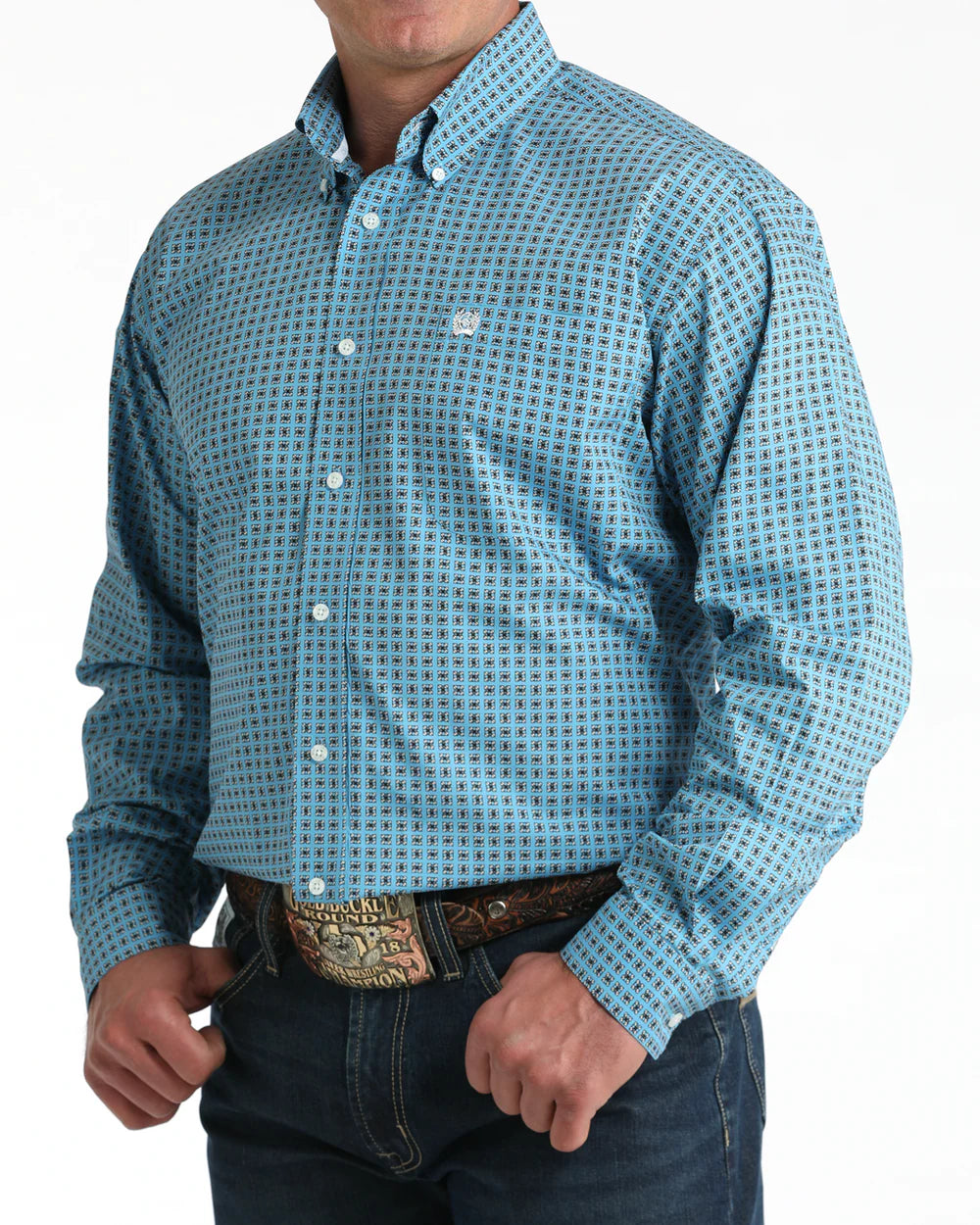 Mens Classic Fit Button Down Shirt Blue - CINCH