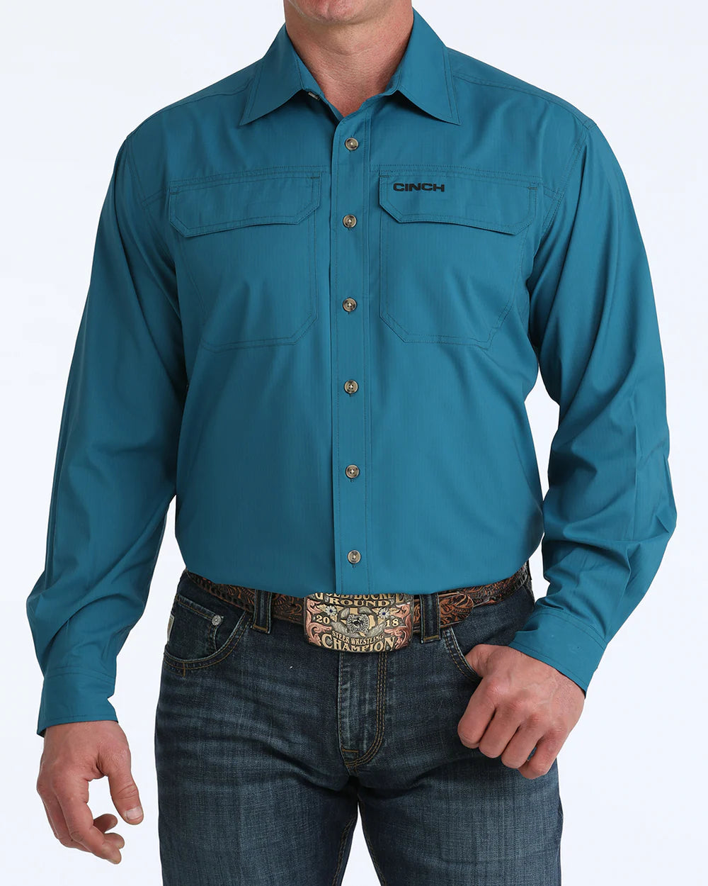 CINCH - Mens L/S Shirt - ARENAFLEX Button Teal