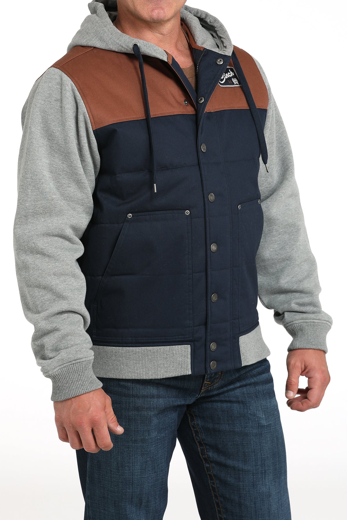 CINCH - Mens Multi Varsity Style Jacket Blue / Grey / Brown
