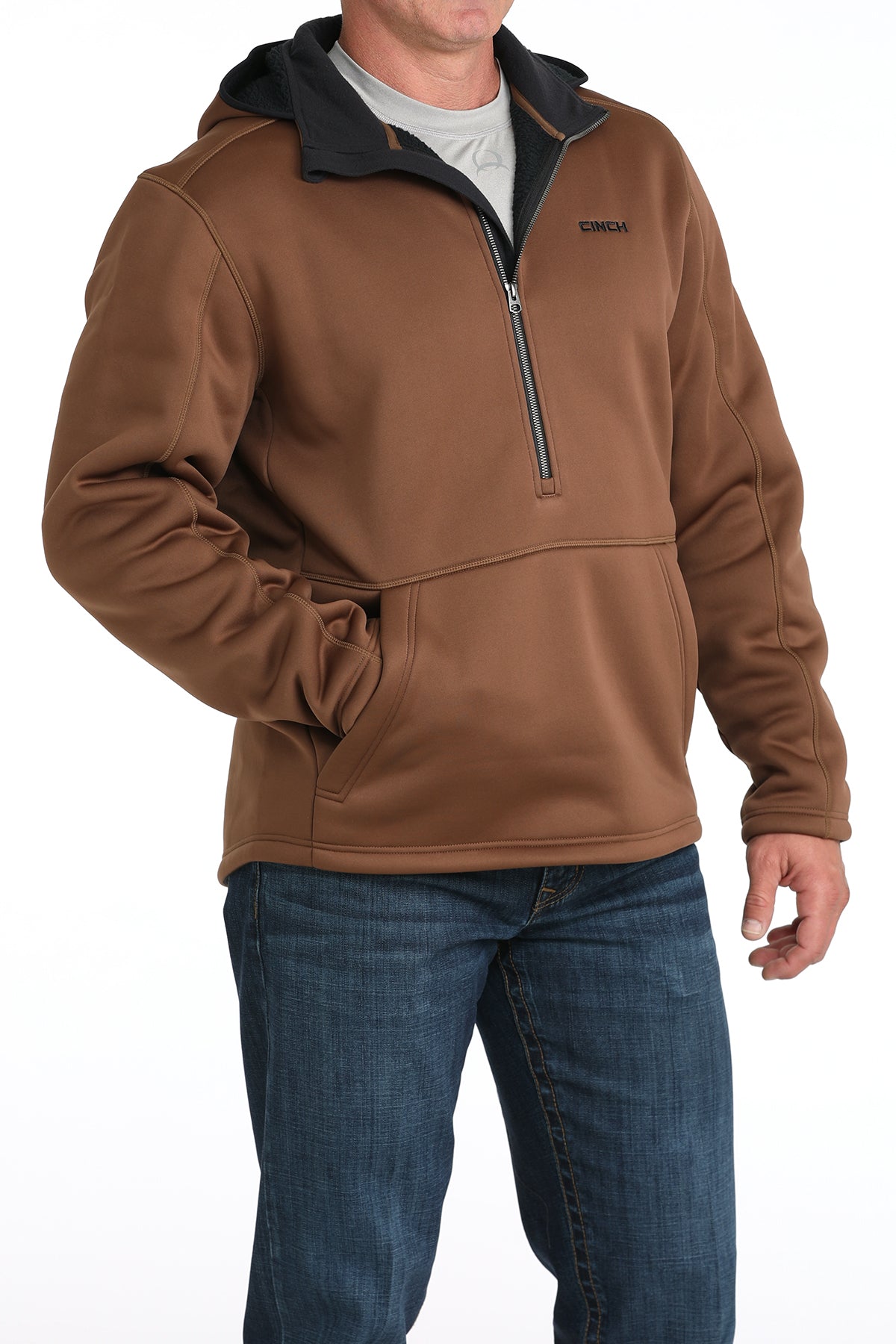 CINCH - Mens Sherpa Hoodie - Brown