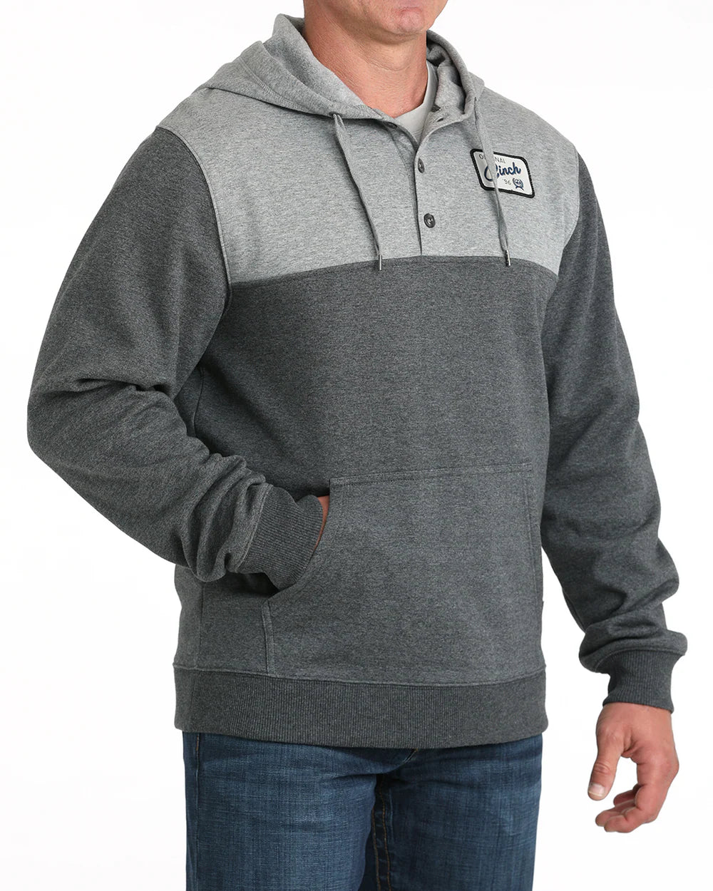 CINCH - Mens Grey Colour Block Hoodie