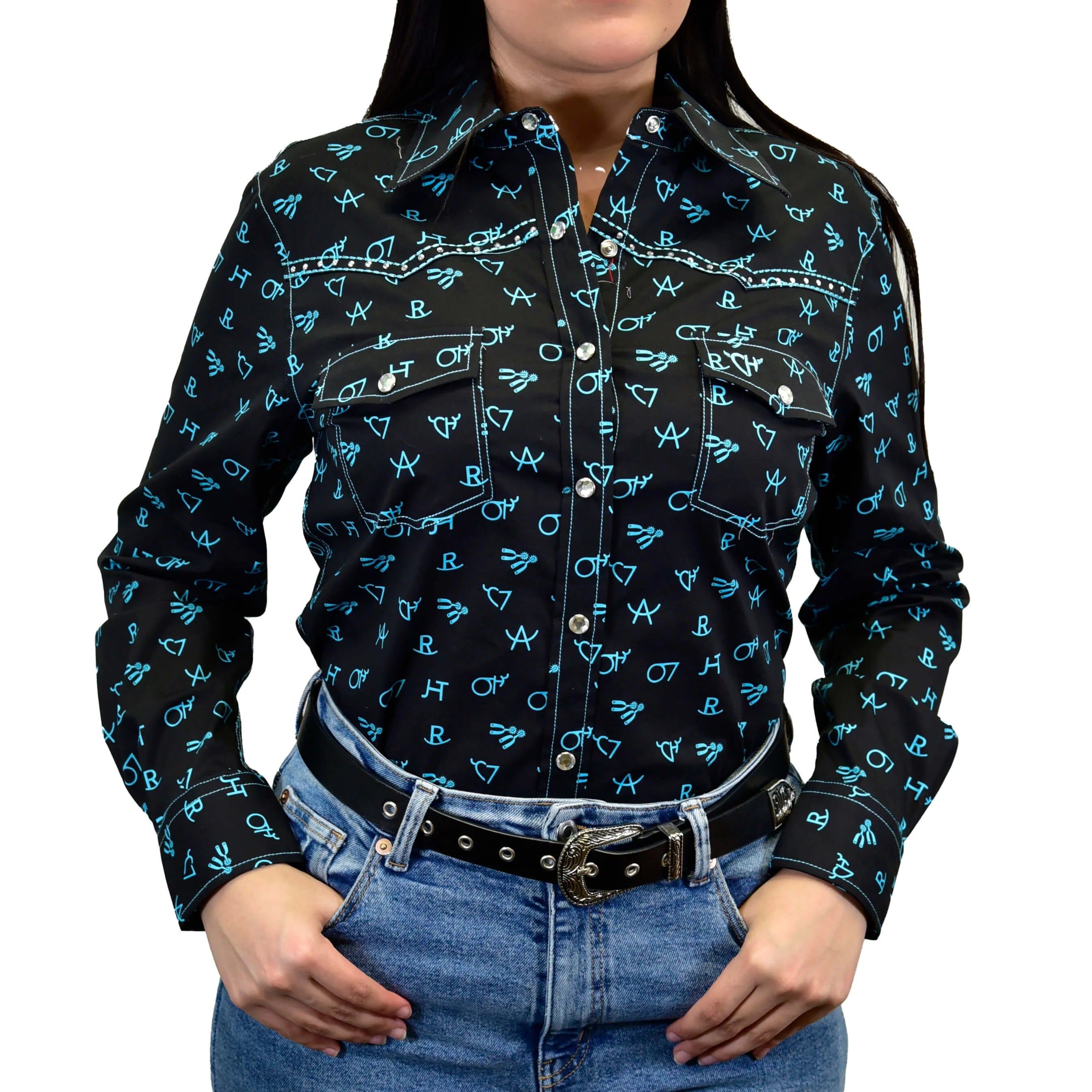 Cowgirl Hardware - Branding Iron Woman L/S Shirt - Black