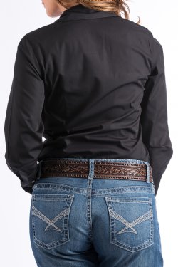 CINCH - Womans Solid Button L/S - Black