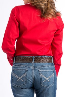 CINCH - Womans Solid Button L/S - Red