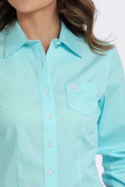 CINCH - Womans Solid Button L/S - Turquoise