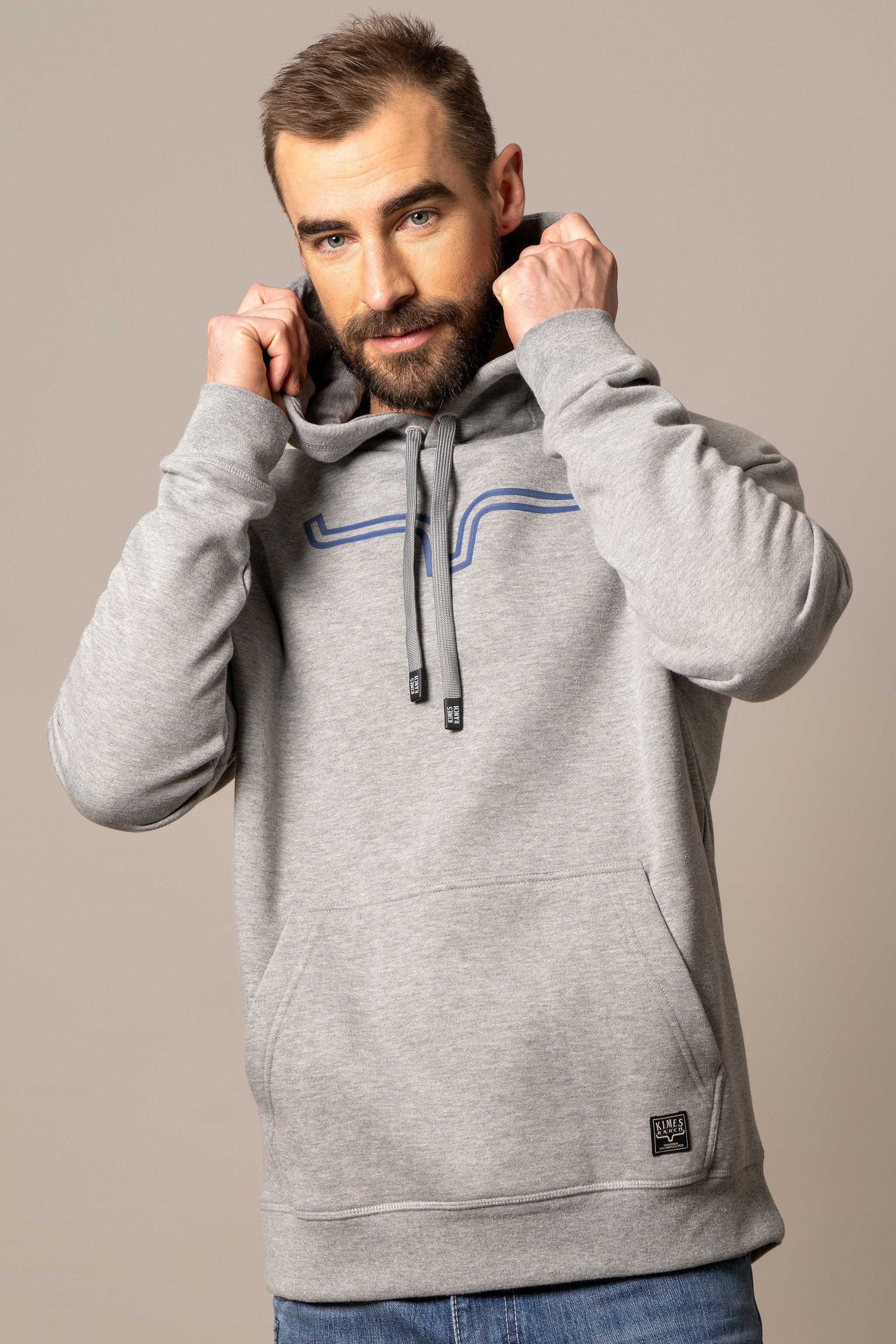 Kimes Ranch - Mens Outlier Hoodie - Grey / Blue